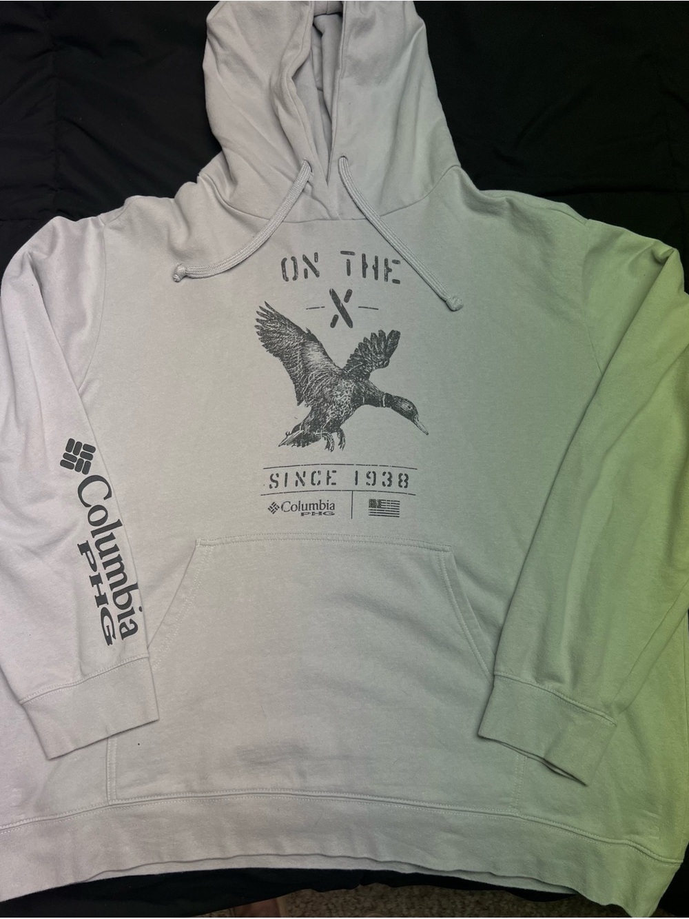 Columbia Light Gray Crewneck Hoodie with Duck Graphic Size XXL